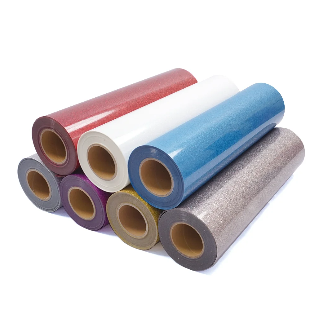 Wholesale korea htv glitter heat transfer vinyl roll film for clothing