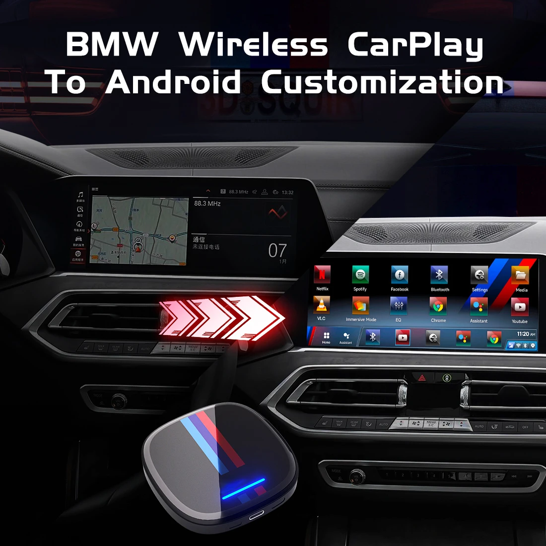 Android Custom SIM Global GPS Smart Wireless Portable AI BOX Android Auto Carplay Box Wireless Carplay Android for BMW Carplay