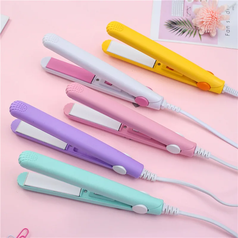 Portable Mini Hair Straightener Curling Iron Ceramic Straightening Styling Tools Curling And Straightened Dual-use Splint