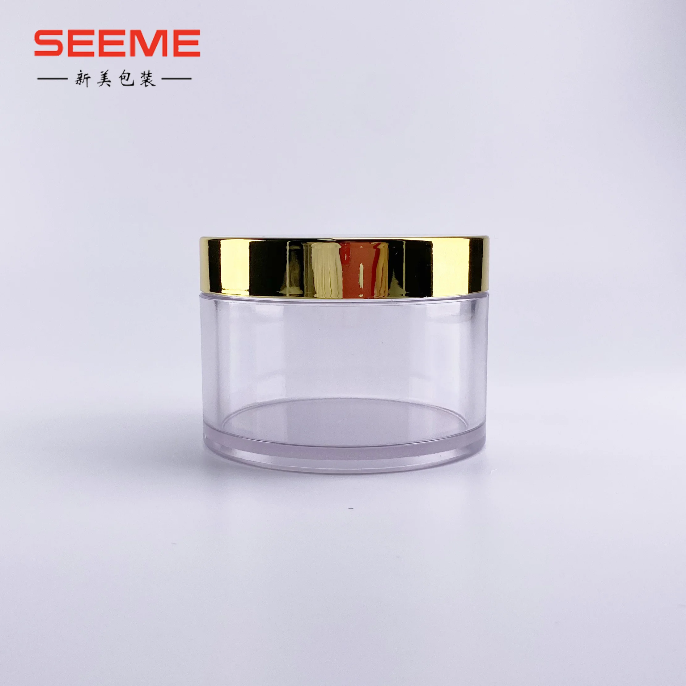 8oz Packaging Container Cosmetics Transparent PETG jar with gold cap for Hair Cream products