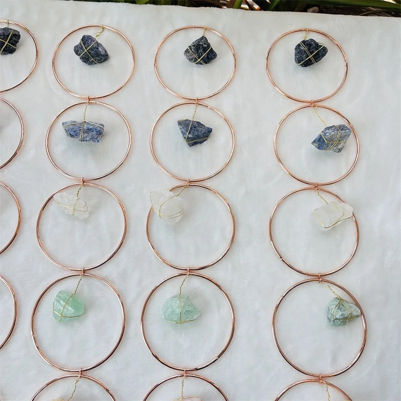 Natural Crystal Raw Stone Chakra Wall Hanging Ornament Healing Stone Crystal Wind Chime Crafts