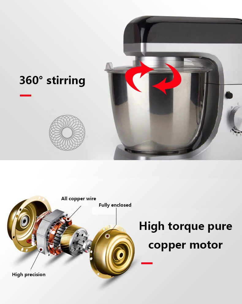 5l Multi-function Food Mixer EU spot 1000w Electric Dough Maker 8 Speed Food Mixer Kitchen