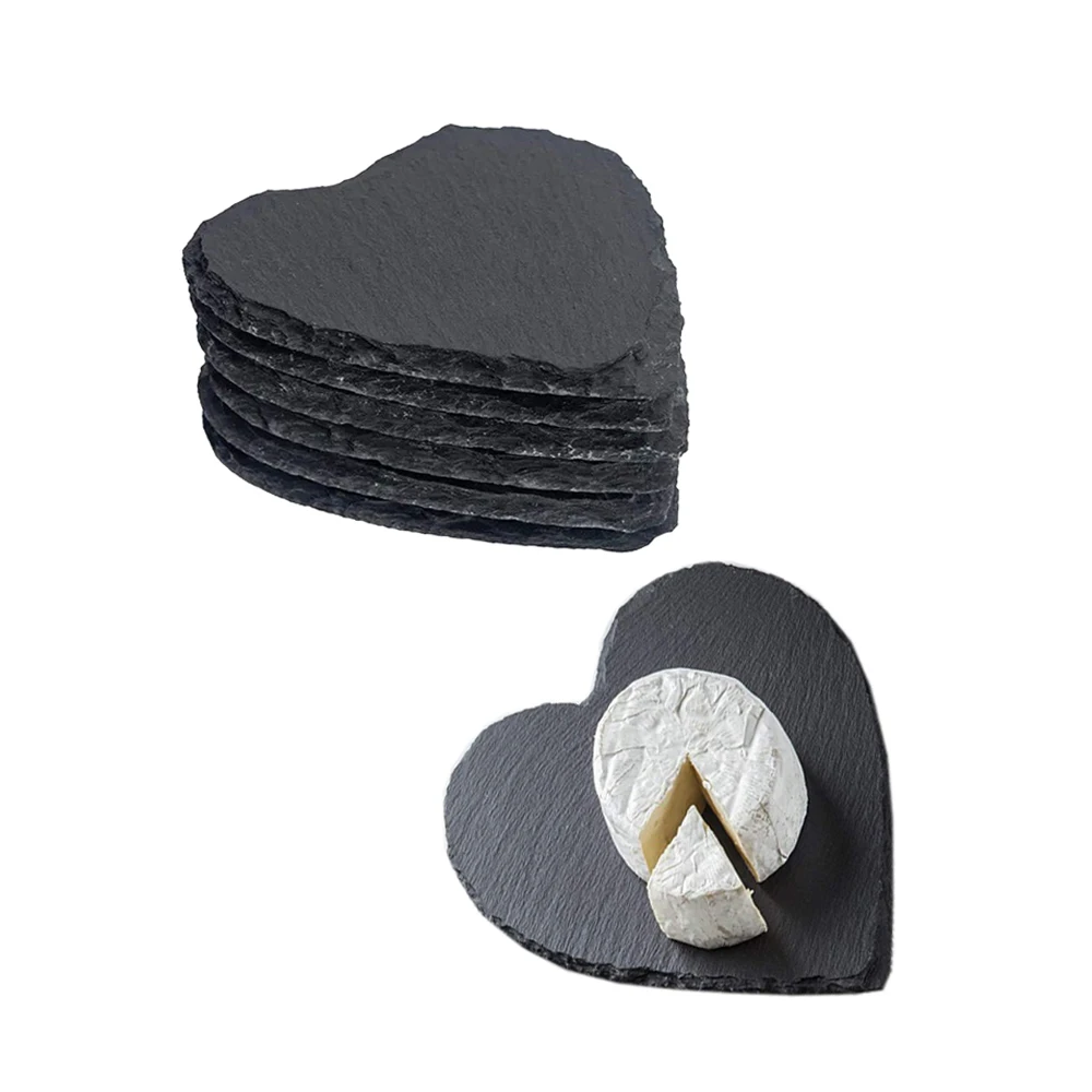 custom wholesale natural black heart shape slate cheese board plates