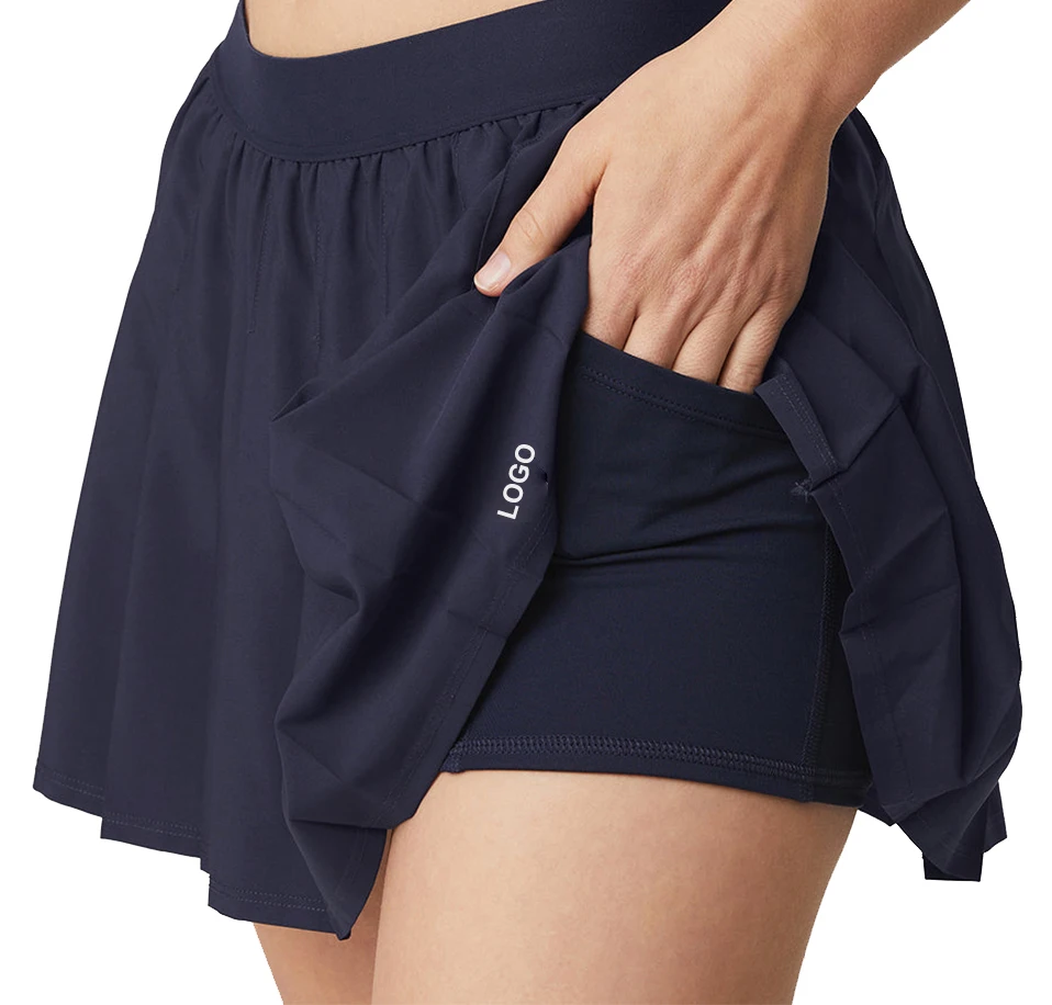 Custom Quick dry tennis clothes factory custom women sports tennis skirts pleated with pocket