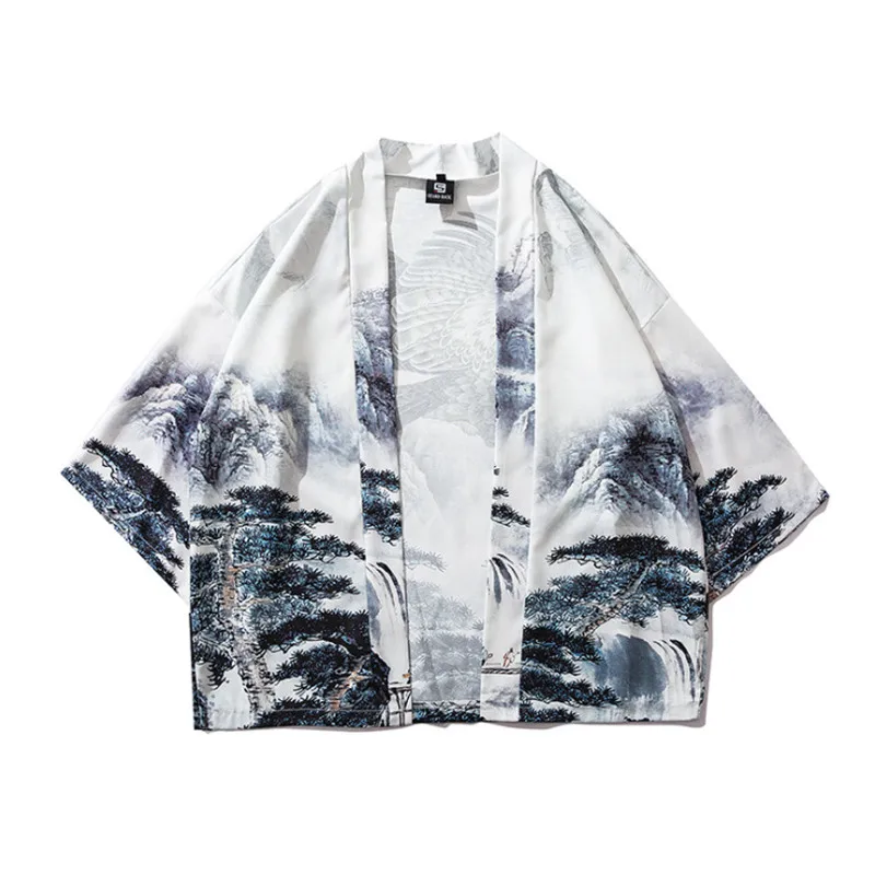 Wholesale Summer Short Sleeve T shirt Kimono Cardigan Men Streetwear Shirts