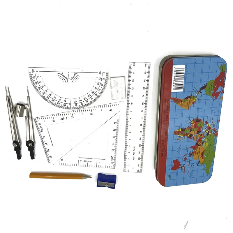 Лучшая покупка, низкая цена, школьные канцелярские принадлежности, 9 шт., математический набор для детей с картой Ближнего Востока
