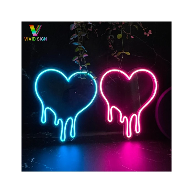 Wholesale Battery Power Neon Sign Drop Shipping Manufacture flex led neon lamp Burning love heart Neon Sign