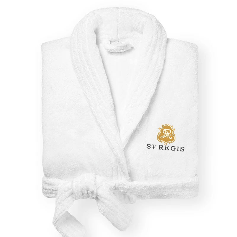 High Quality Custom Logo Luxury Embroidery 100% Cotton Hotel Bathrobe Slipper Set in Gift Box