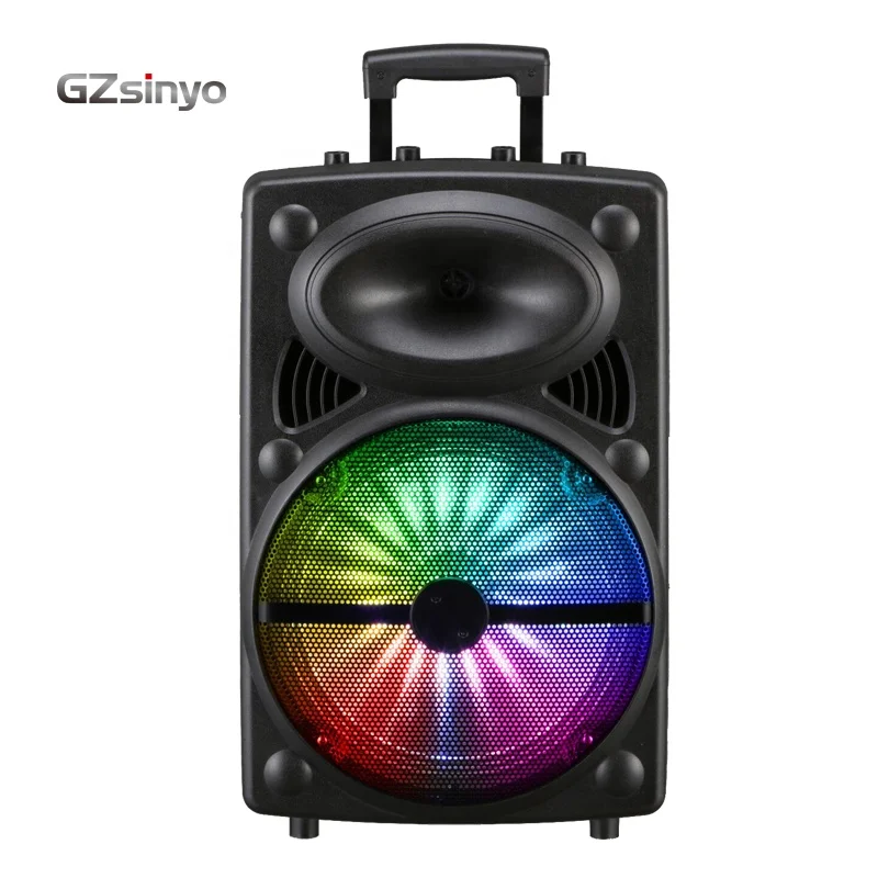 GZsinyo 12 inch active dj party speaker portable trolley karaoke music amplifier