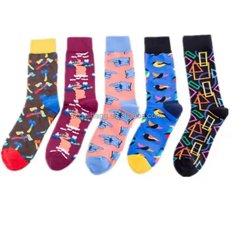 Wholesale unique jacquard skateboard funny happy custom socks men trendy crew funky novelty crazy socks fun