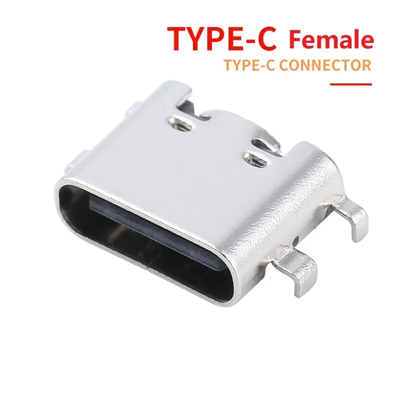 6pin One Row SMT 4 Legs 3A Type-C 3.1 Charging Port Dock Plug Socket Female USB C Connector
