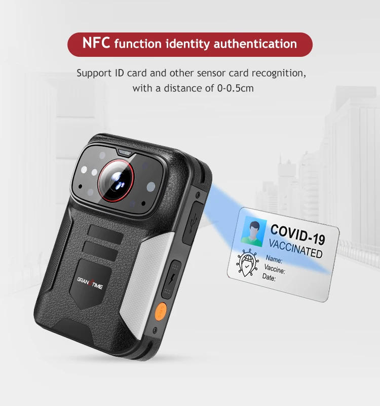 Grandtime Waterproof Airborne Design Professional GPS 2500mAh IP68 4G Walkie Talkie Law Enforcement Recorder