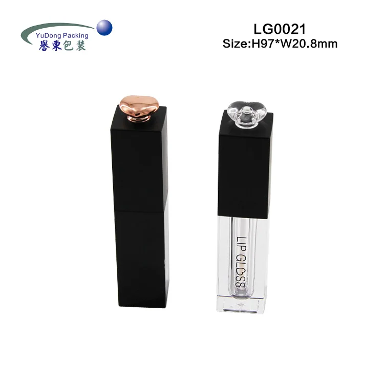 Fashion empty square lipgloss packaging luxury heart shape diamond decoration lip gloss tube
