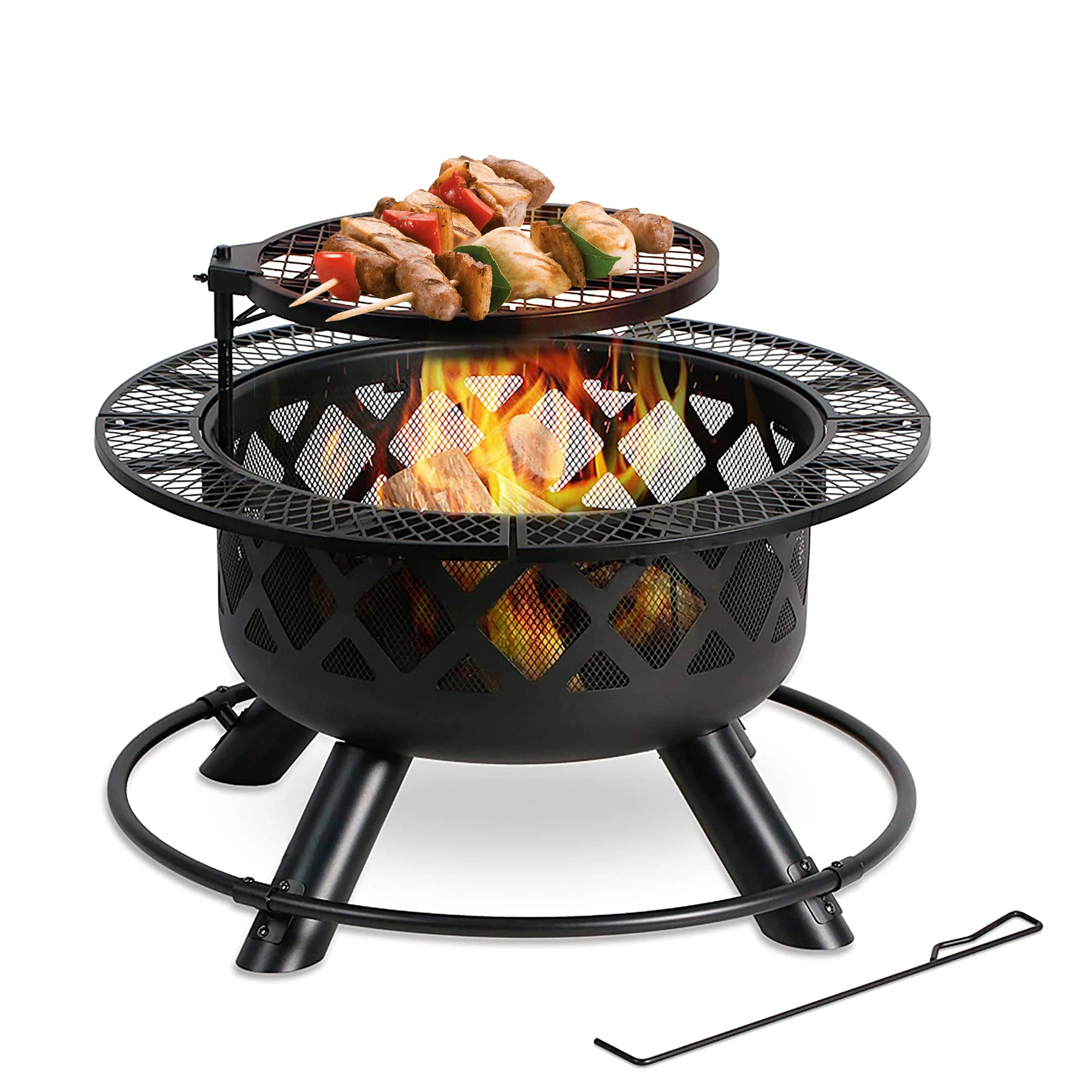 Black color Classical Wood Burning fire pit Indoor Round Bbq Brazier Smokeless portable Fire Pit For Balcony