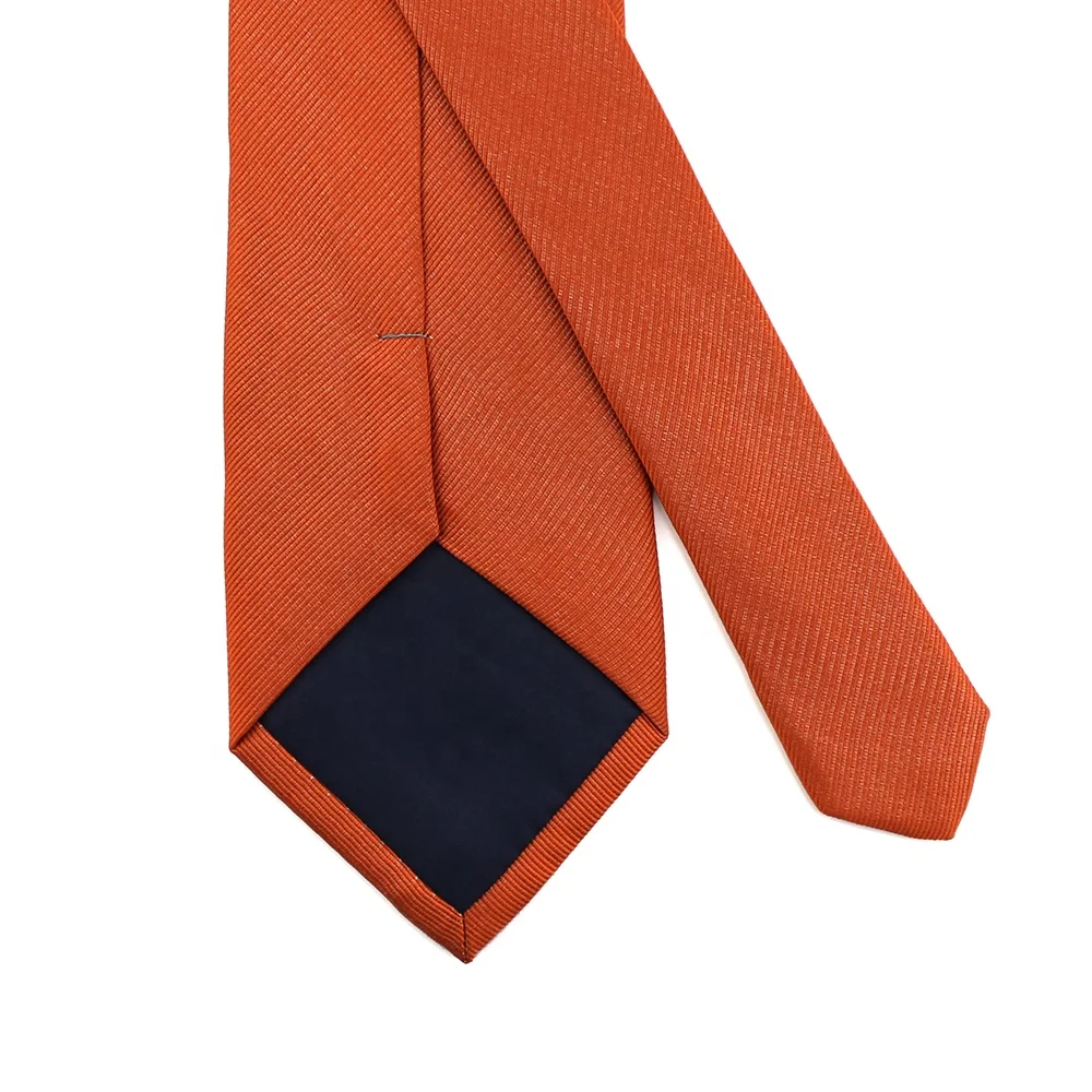 China Suppliers Wholesale Handmade Men Business Fashion Solid Color Necktie Exquisite Grosgrain 100% Silk Woven Burnt Orange Tie