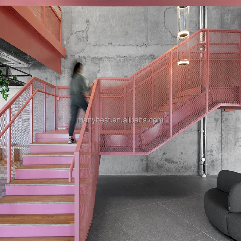 Modern design Commercial Building Perforated Stair Handrails aluminum Railings