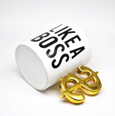 Like a boss cup dollar handle mug ,ceramic dollar symbol handle cup