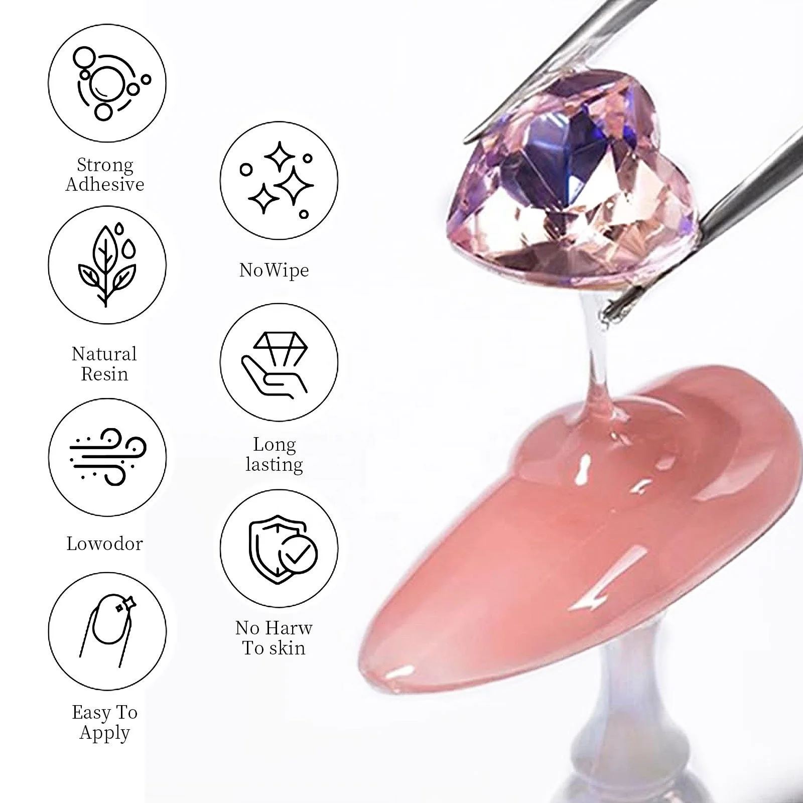 Professional Super Strong Gem Nail Glue Custom Logo Private Label Rhinestone Glue Gel for Nails Diamond Gemstone
