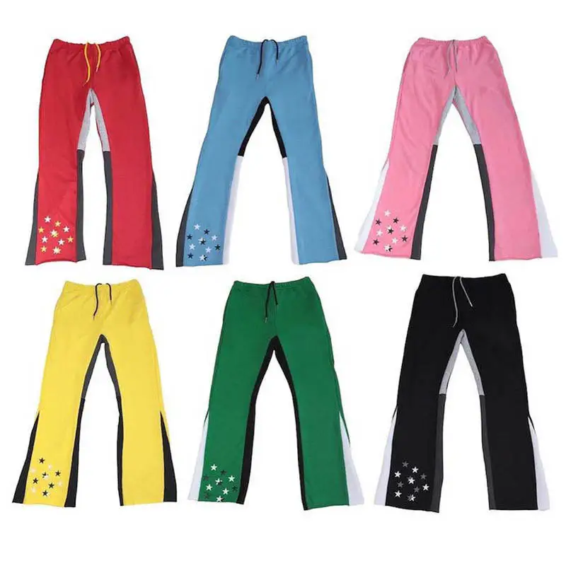 Hot Sale Men Patchwork Graffiti Stack Pant Sweatpants High Quality Casual Custom Jogger Sweat Flare Pants Men