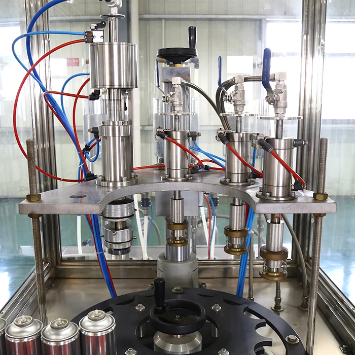 Auto Aerosol Can Filling Equipment For Body Spray , Deodorant Spray. automatic filling line with high capacity