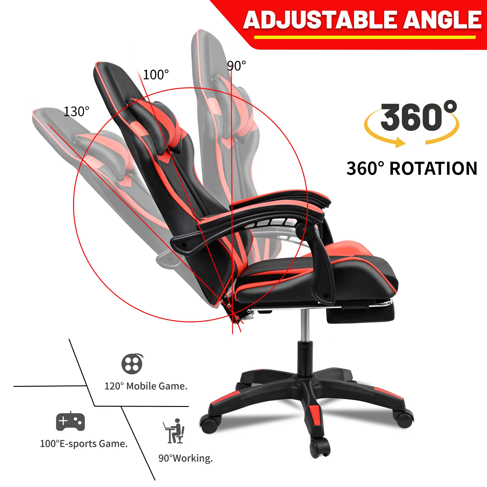 Wholesale High back Office chair Ergonomic PC computer Gaming Chair with Head and Lumbar Pillows Swivel Racing Chair