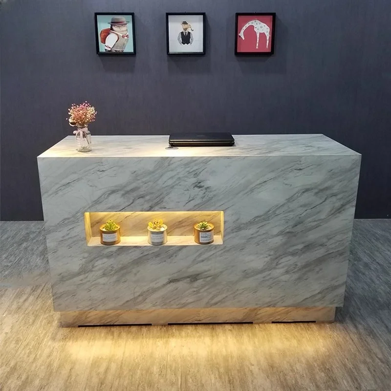 Custom Hotel Front Desk Reception Modern High Quality Reception Desk Marble for Hotel