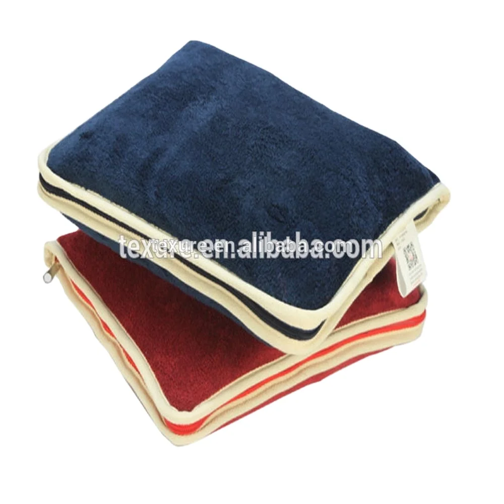 
Super Comfort Fleece Blanket 2 in 1 Cushion Pillow Blanket Airline Blanket with Zipper Pouch 