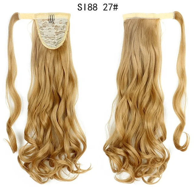 Honey Blonde Ponytail Extension Long Curly Wavy Wrap Around Synthetic Clip in Hair Extension for White Black Women Party Daily U