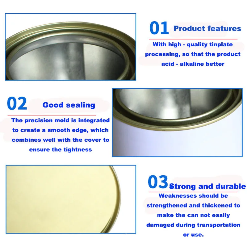 Wholesale 2L round Metal Tinplate Paint Tin Cans Custom Empty Jar with Lever Lid Chemical Aerosol Packaging Logo Printing Option