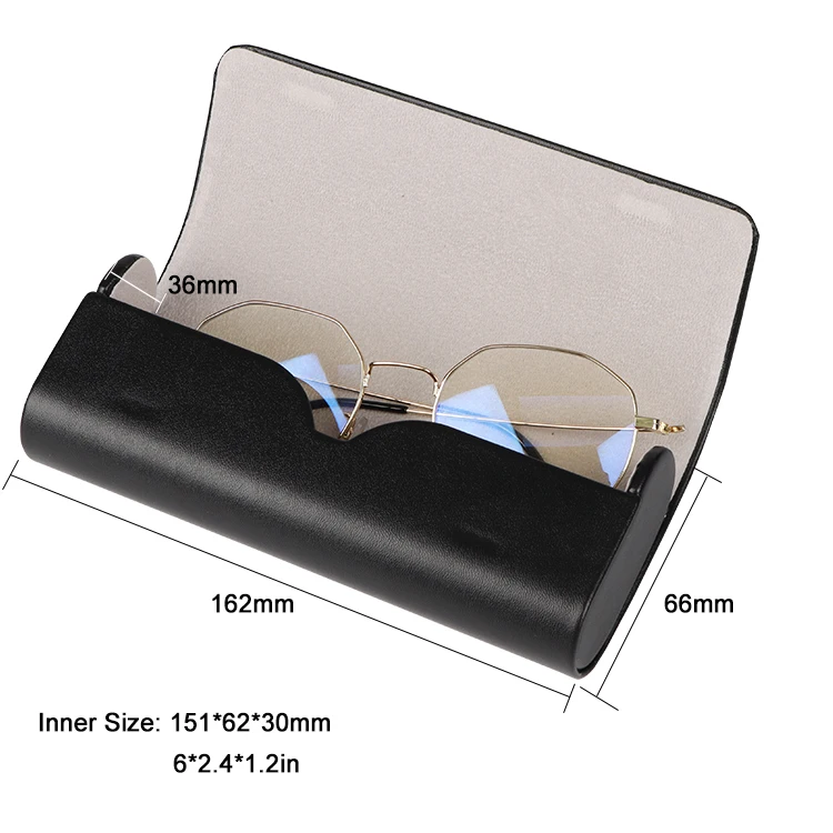 Portable Eyeglass Case, Luxury Stylish vegan Leather Compact Magnetic Closure eyewear Cases for School, Reading and Office