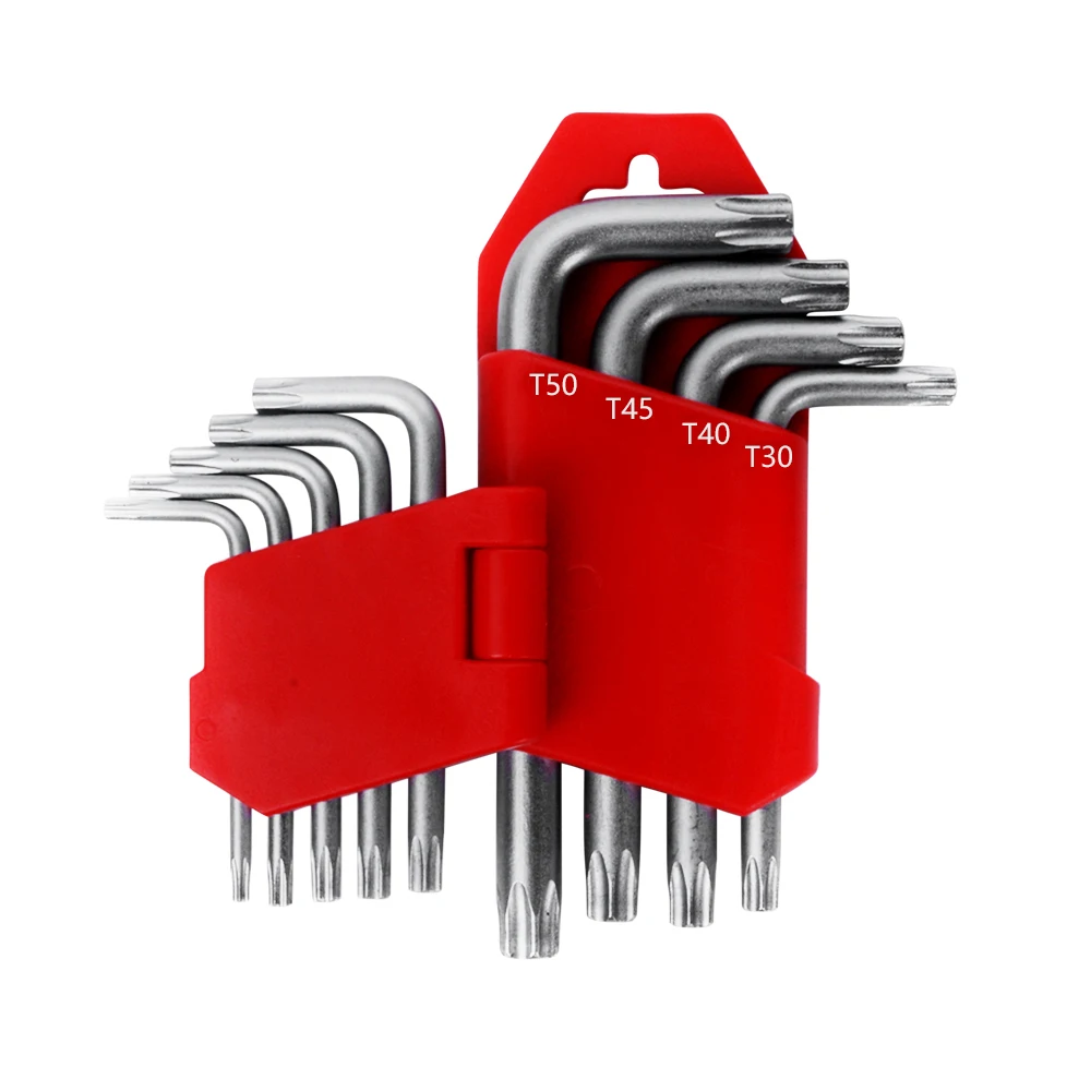 9 Pcs High Quality Customized Hand Tool Short Arm L Type CRV Metric Torx Hex Key Wrench Set