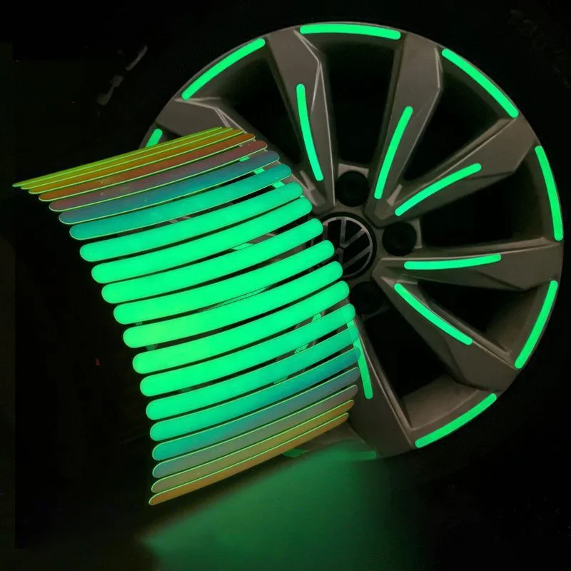 20pcs/set Luminous Car Glowing Wheel Hub Sticker Car Stripe Decals Stickers for Night Driving Car Wheel Hub Reflective Sticker