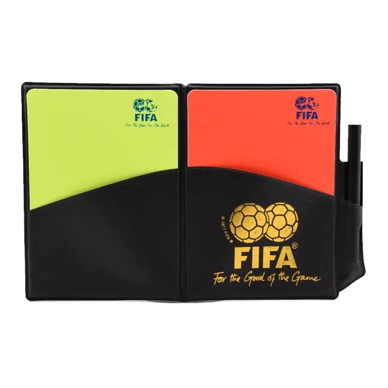 Football Soccer Referee kit Linesman Flags Referee Whistle Toss Coin and Yellow Cards with Notebook 4 in 1 Referee Accessories