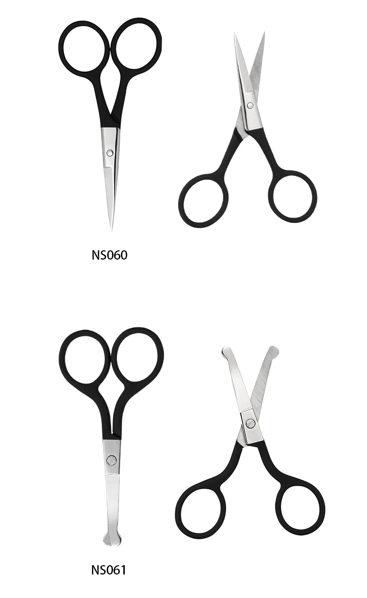 Eliter Hot Sell Wholesale Black Rubberized Soft Touch Stainless Steel Scissor Manicure Tips Cutter Scissors Round Tip