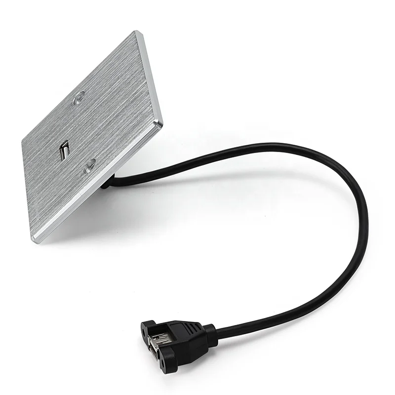 USB-порт 86 типа металлическая Лицевая панель Сетевая розетка из алюминиевого сплава с кабелем «Мама-мама»