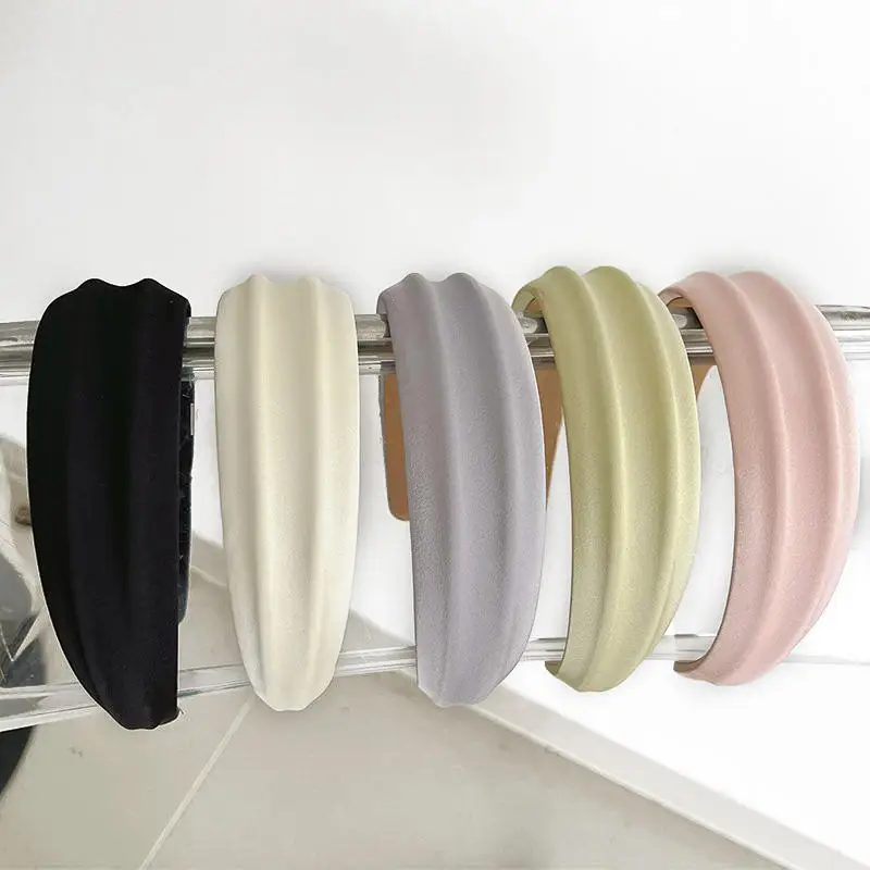 Fabric Satin With Wide Edge Ligas Para El Cabello Hair Ties Simple Sweet Pure Color Hairbands For Girl Temperament Hair Bands
