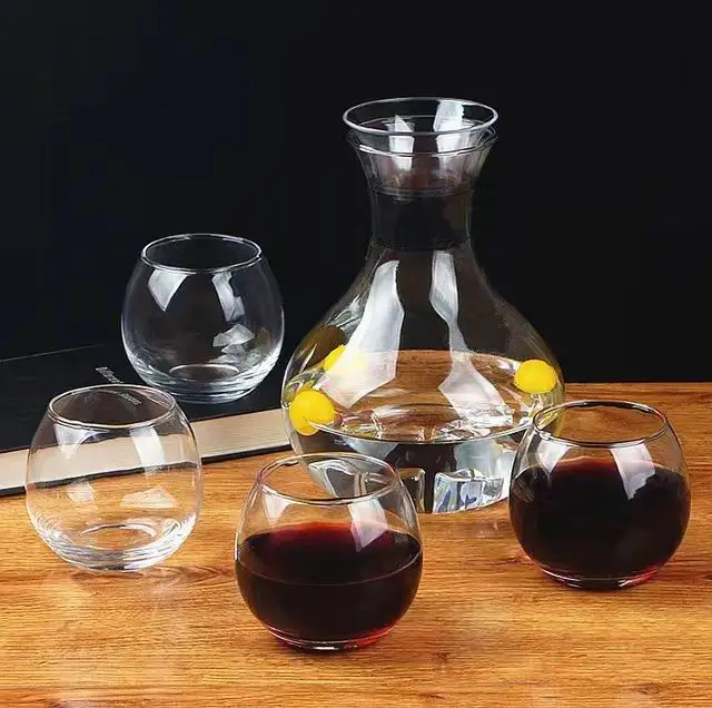 Wholesale 5PCS Paka Glass Drinkware Set 1.75L Water Bottle Tea Coffee Pot Juice Pitcher Wine Jug With Machine Blown Drinking Cup