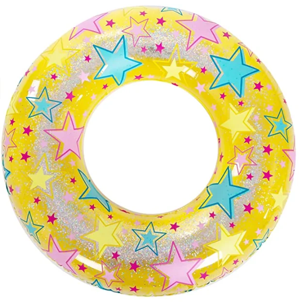 Gold Glitter Pool Float Children Swim Tube Ring Glitter Pool Ring For Kids