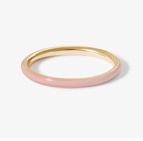New Arrived Pink Enamel Trendy 925 Sterling Silver Stacking Solid Gold Plated Rings for Women