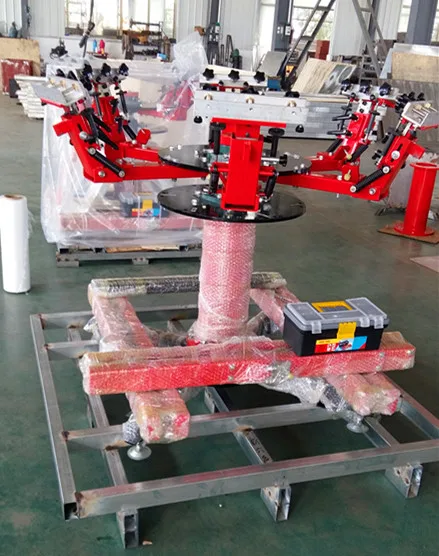 6 color six station manual rotary serigraph printing machine for t shirt