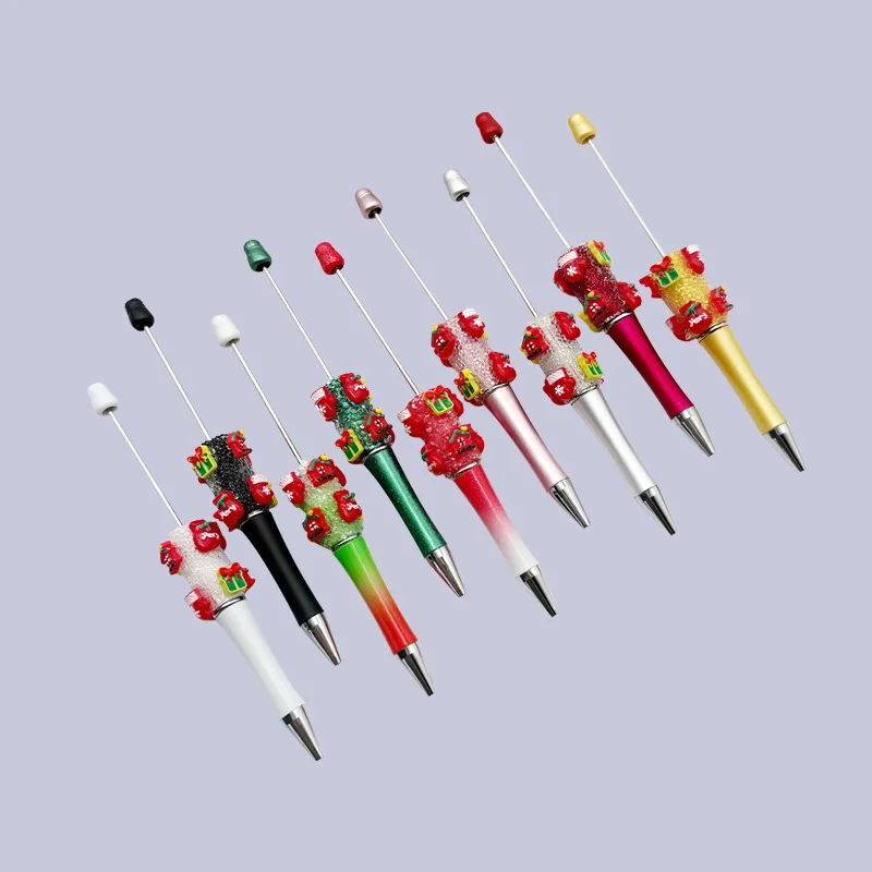 Christmas DIY Bead Pen Cartoon Christmas Gift Box Sugar Ballpoint Pen Cute Granule Pens