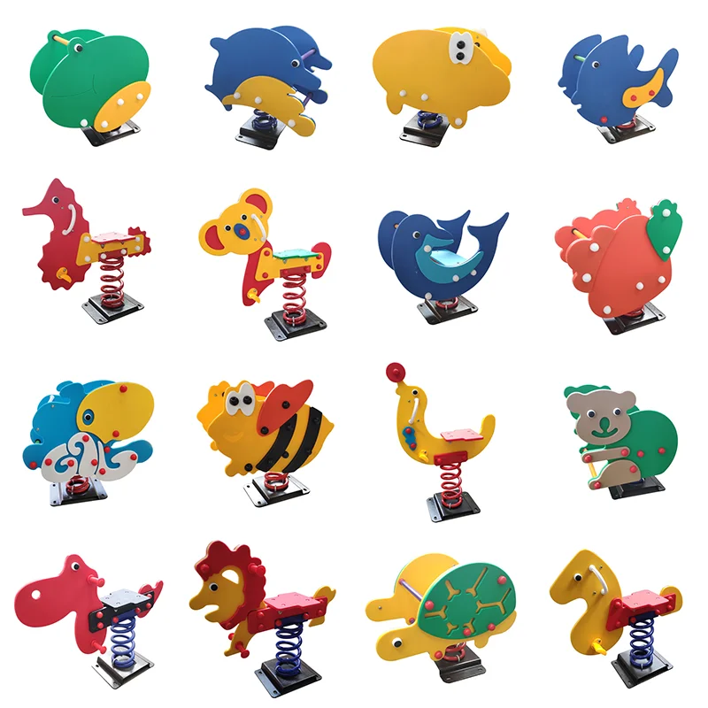 Funny Educational Toy Pp Material Orange Cartoon Custom Logo Plastic Toy Rocking Horse Spring Rider