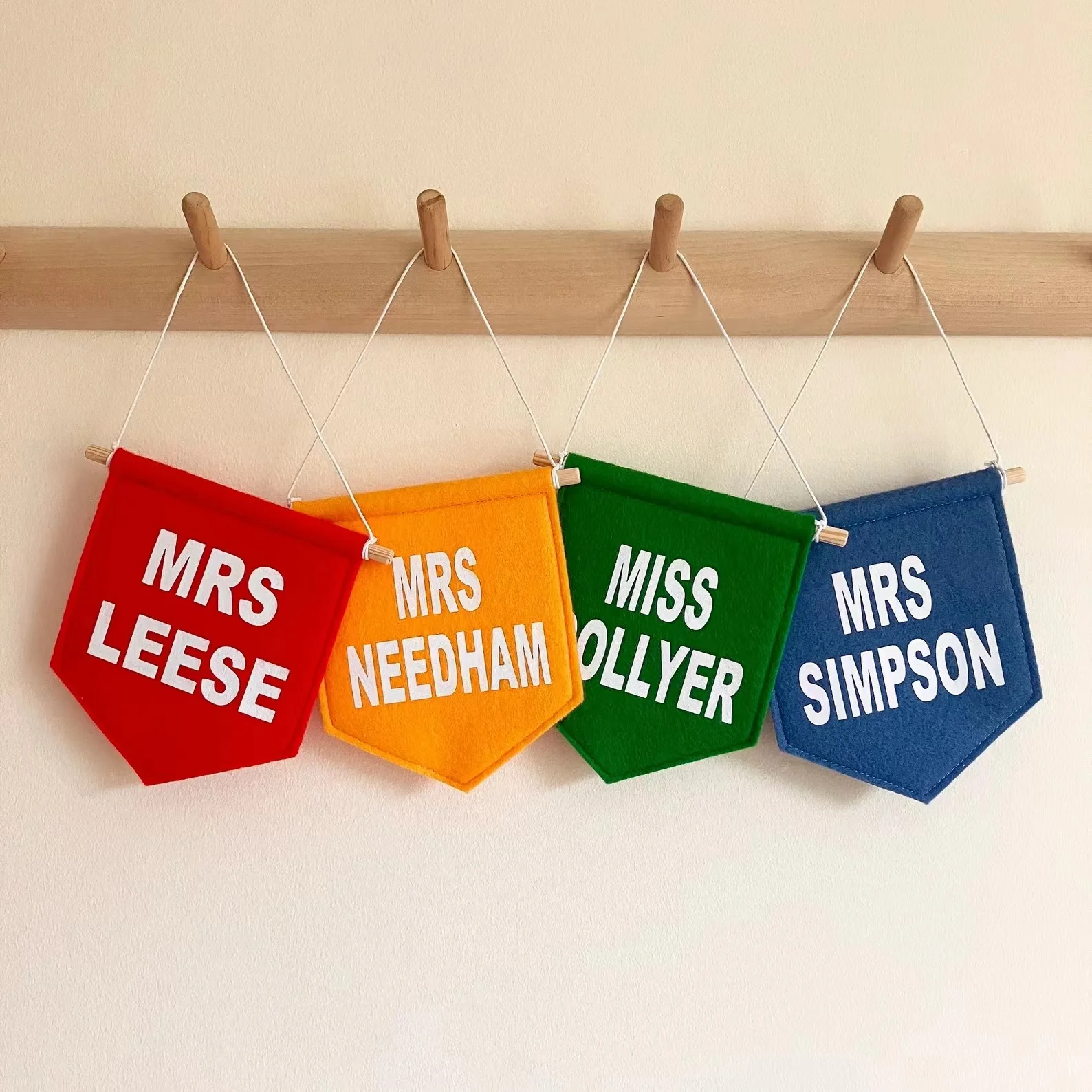 Personalised Classroom Door Sign Felt Teacher Gift Banner Thank You Teacher Nursery Leaver Custom Present Felt Flag