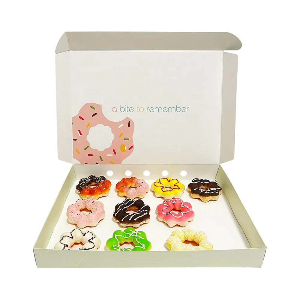 Wholesale Custom Printed Biodegradable Paper Fast Food Packaging Box Luxury Pink Mochi Donut Box With logo