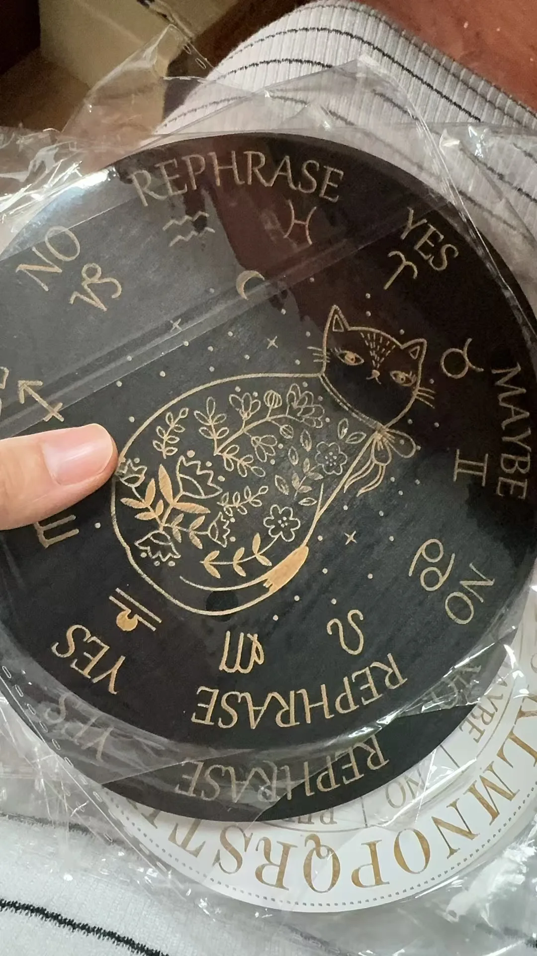 Divination Pendulum Board Moon Star Wood Plate Fatima Eye Mystery Meditation Mat Witchcraft Altar Home Decoration