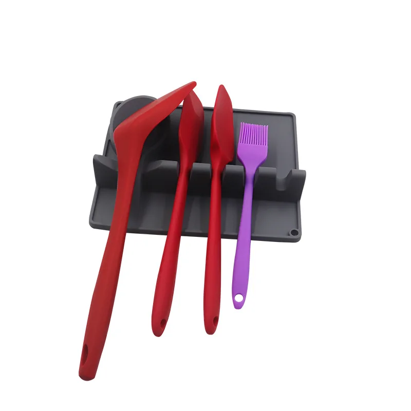 Wholesale New Arrivals Silicone Utensil Rest for Stove Top Multifunction Spoon Rest Kitchen Silicone Spoon Holder with Drip Pad