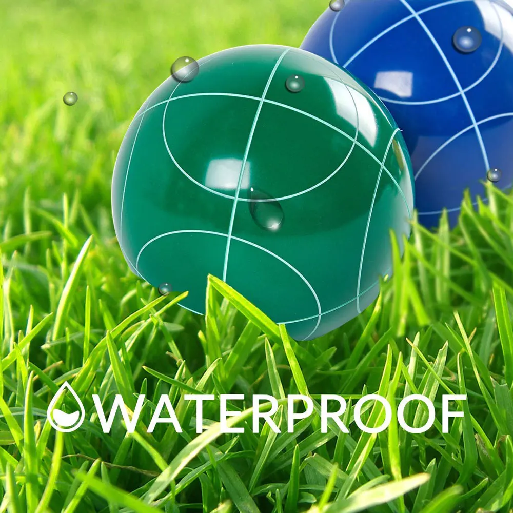 Boccia Ball Set Outdoor Family Bocce Game For Backyard Lawn Beach Set of 8 Poly Resin Balls & 1 Pallino & Nylon Carrying Case