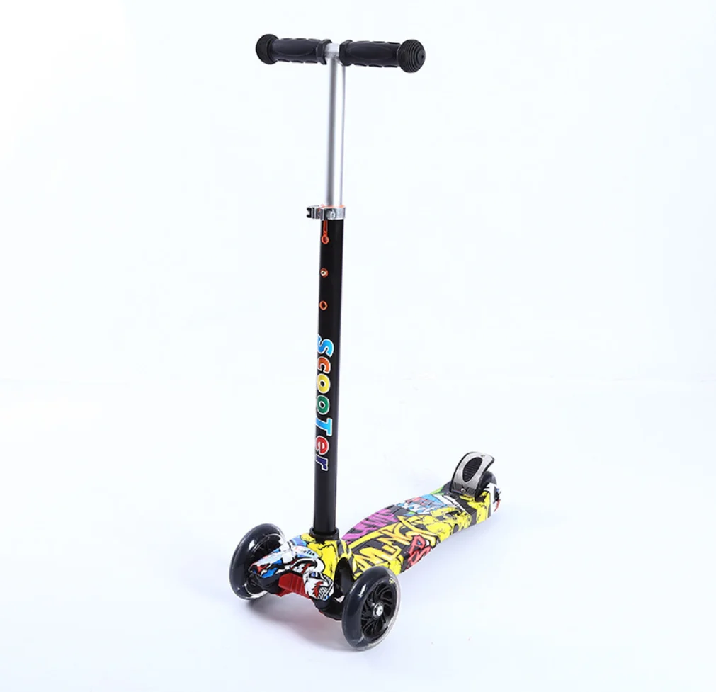 Wholesales 3 wheels Water transfer Step PU flashing Foot Kick Children Scooter Kids LED Flashing PU wheels Kick Scooter for sale