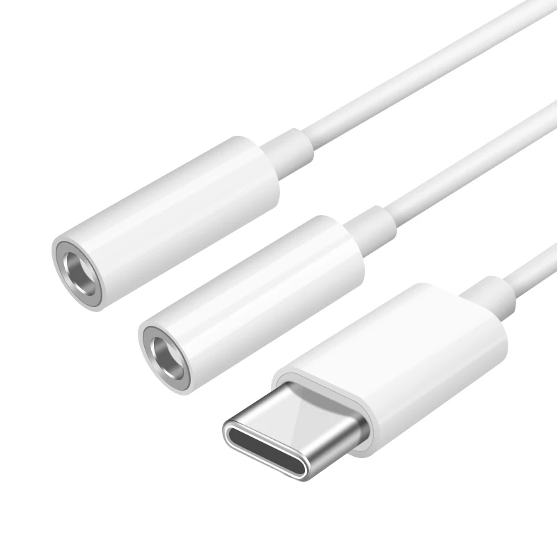 
 Оптовая продажа, 2 в 1, кабель для наушников, Y-разветвитель, Usb Тип C, аудиоадаптер 3,5 мм  