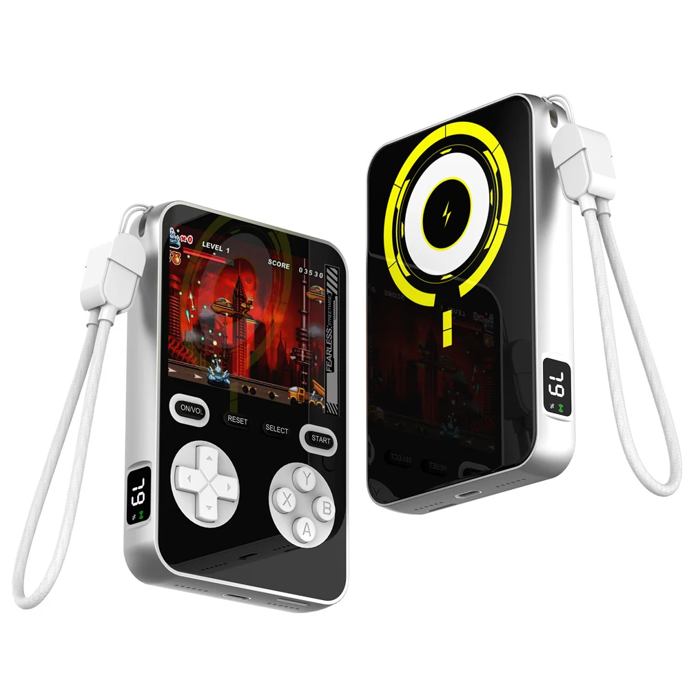 Hot Sales 15W Flash Charge Wireless Magnetic Powerbank With Game Player Display 5000 Mah 22.5W PD Fast Charging Power Bank